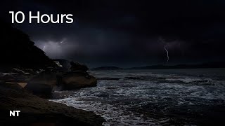 Lightning Ocean Thunderstorm  Stormy Weather Ocean Waves Rolling Thunder amp Rain Sounds for Sleep [upl. by Eyahsal793]