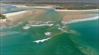 Aerial Drone footage of the Noosa Bar Crossing Monday morning July 29 2019 [upl. by Franckot]