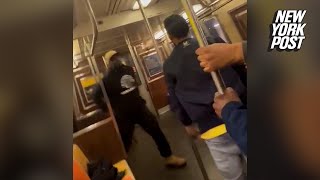 WATCH Harrowing video shows men clashing moments before NYC subway shooting [upl. by Patnode]