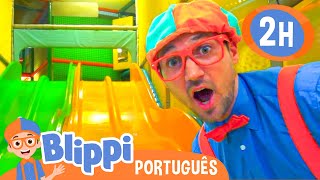 Blippi Brinca em um Parque Coberto  2 HORAS DO BLIPPI  Vídeos Educativos para Crianças [upl. by Sou]