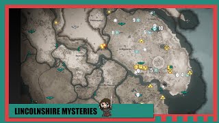 Lincolnshire ALL Mysteries Locations EASY to Follow Guide w map  Assassins Creed Valhalla [upl. by Nwahsyd152]