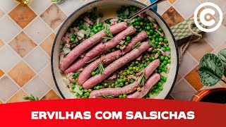 Como fazer Ervilhas Estufadas com Salsichas Frescas  Receita de Carne [upl. by Baskett]