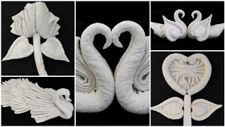 5 ideas Of Towel Folding Origami  Towel art  Towel folding Design [upl. by Eelirak30]