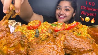 1 KG SPICY BOMBAY CHICKEN BIRYANI 🍗 WITH 3 BIG SPICY CHICKEN LEG PIECE CURRY RAITA FOOD CHALLENGE [upl. by Brittne]