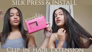 Silk Press amp Install Clip In Hair Extension  WENNALIFE HAIR [upl. by Nolyaj]