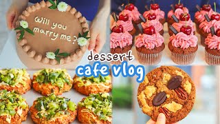 설렘주의🎀 저랑 결혼하실래요 프로포즈용 케이크를 의뢰받다😍 Cafe Vlog [upl. by Nilatak]