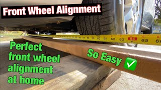 DIY front wheel alignment at home 100 perfect so easy [upl. by Moe]