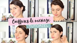 Tuto Quatre coiffures de mariage pour cheveux courts  coupe au carré 3 [upl. by Areikahs]