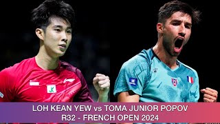 Loh Kean Yew vs Toma Junior Popov  Badminton French Open 2024 [upl. by Elbas]