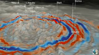 SHAKEMOVIE propagazione onde sismiche del terremoto Mw 59 del 26 ottobre 2016  Italia Centrale [upl. by Lesnah284]