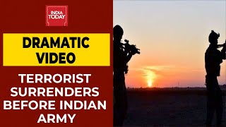 Dramatic Video Of JampK Terrorists Surrender Released By Indian Army  India Today [upl. by Norat608]