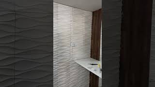 Parede com placas 3D antes do rejunte gessodrywallarquiteturagesso3ddecoracaoplacasdecorativas [upl. by Anima923]