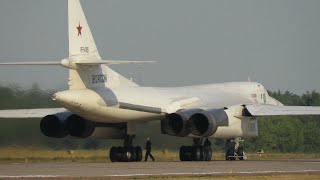 Tupolev Tu160 quotBlackJackquot strategic bomber takeoff [upl. by Tacye]