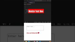 Resize Text Box in html css shorts coding shortvideo [upl. by Nonnairb]