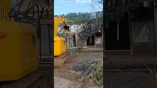 Excavator demolishing tile houseshorts [upl. by Morgan]