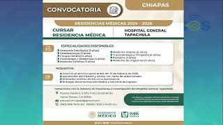 • Hospital General de Tapachula Lanza Convocatoria para Residencias Médicas [upl. by Aiki]