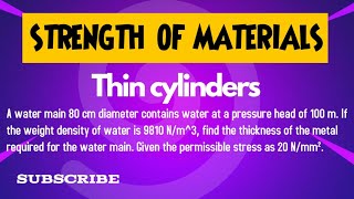 A water main 80 cm diameter contains water at a pressure head of 100 m If the weight density of [upl. by Knudson]