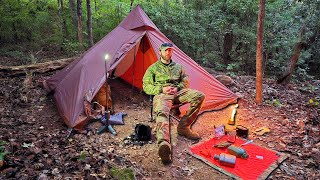 First Cold Camp Of Fall Hot Tent With No Stove  Minipeak XL Pro Hot Tent [upl. by Sidnac]