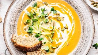 The Best Roasted Butternut Squash Soup recipe  with Coconut Milk and Apples [upl. by Nojel]