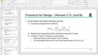 CE 413 Lecture 12 Design of RC Beams Unknown CrossSections 20190211 [upl. by Lorine]