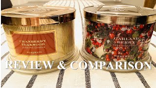 HOMEWORX CANDLE REVIEWS  GARLAND BERRY amp CRANBERRY TEAKWOOD [upl. by Etnovahs]