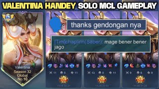 VALENTINA HANDEY SOLO MCL GAMEPLAY BUILD MORENO TERLALU OP BUAT MAIN DI SOLO  MOBILE LEGENDS [upl. by Toffey909]