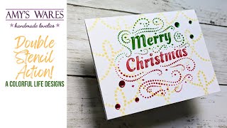 SINGLE LAYER double stencil action Easy to Batch Christmas Card NEW STENCILS amp BLING [upl. by Hiroko630]