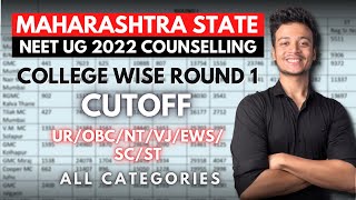 Round 1 Collegewise Maharashtra State Cutoff NEET UG 2022  All Categories  Raj Bhosle [upl. by Chlo]