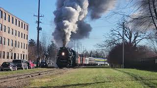 The North Pole Express Departing Owosso Michigan Behind Pere Marquette 1225 November 2023 [upl. by Eerolam]