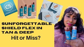 Colorescience Sunforgettable Face Shield FLEX Spf 50 in TAN amp DEEP  Swatches Comparison Tutorial [upl. by Laeynad]