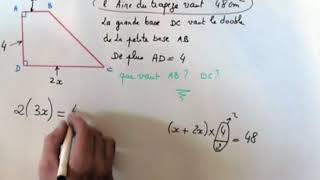 MATHS CRPE  aire dun trapèze et mise en équation [upl. by Oiliduab278]