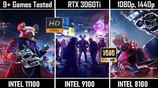 Intel i3 11100 vs 9100 vs 8100  RTX 3060ti  9 Games Benchmark [upl. by Brenza]