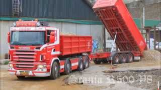 Henning Sejer Pedersen aps  Scania R500 V8 8x4 with cart at work [upl. by Llertal]