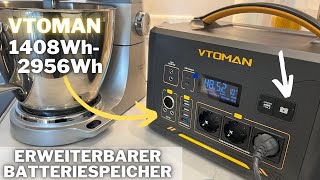 Erweiterbarer SolarSpeicher bis 3KW VTOMAN Jump 1000  1408Wh Solargenerator [upl. by Jsandye732]