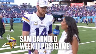 Sam Darnold describes Vikings improved offensive efficiency and ball protection vs Titans [upl. by Nogam]