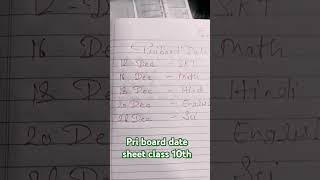 Class 10 pre board date sheet [upl. by Rhoads356]