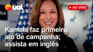 Kamala Harris faz primeiro discurso de campanha após desistência de Biden assista em inglês [upl. by Nodmac]