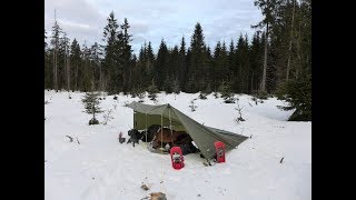 Winterbiwak  Gapahuk Tarp amp Daunenschlafsack in der Kälte [upl. by Asirret273]