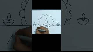 Diwali Rangoli drawing  Rangoli drawing easy  Diya drawing  diwali scene drawing easy shorts [upl. by Light]