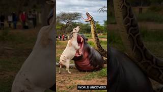 When a Python and Hippo Attack a Goat shorts [upl. by Notyal]