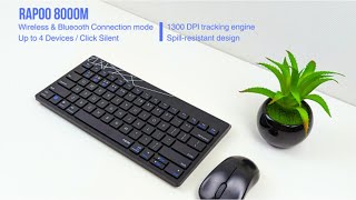 Rapoo 8000M Multimode Wireless Keyboard amp Mouse [upl. by Doti]