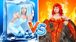 COOL FOOD CHALLENGE HOT VS COLD  Eating Fire VS Icy Situations For 24 Hours By 123 GO BOYS [upl. by Ahsaten]