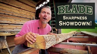 Sawmill Blade Sharpness TEST DIY Homemade Sawmill Blade Sharpener vs Factory New sawmill blade [upl. by Eskill]