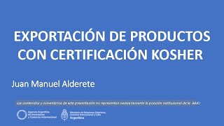 Exportación de productos con certificación kosher [upl. by Essilevi]