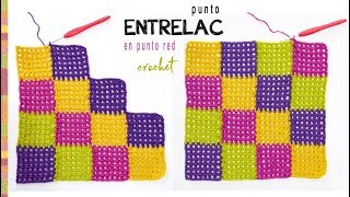 Entrelac en punto red para colchas de bebé tejido a crochet Tejiendo Perú [upl. by Eteragram]