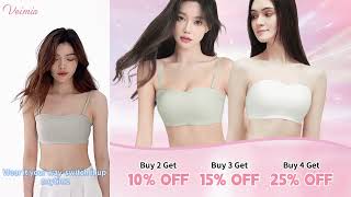 VEIMIA Wireless Strapless Bra Breathable Antislip Seamless Tube Top Stable Support [upl. by Ransom86]