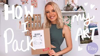 How I pack my art prints for shipping  Ecofriendly packaging 🌿 [upl. by Anerul]