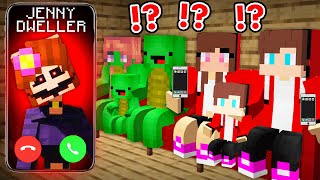 Scary Jenny Dweller Call JJ and Mikey Family at Night in Minecraft  Maizen [upl. by Nnaeoj]