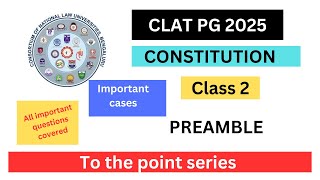 Constitution Law  2  Preamble  CLAT PG 2025  UGC NET Law [upl. by Ynnavoig728]