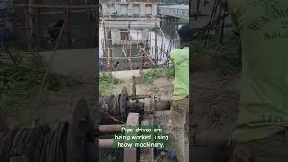 how do work Heavy machinery in pipe drive installation  bridge construction [upl. by Aeslek303]